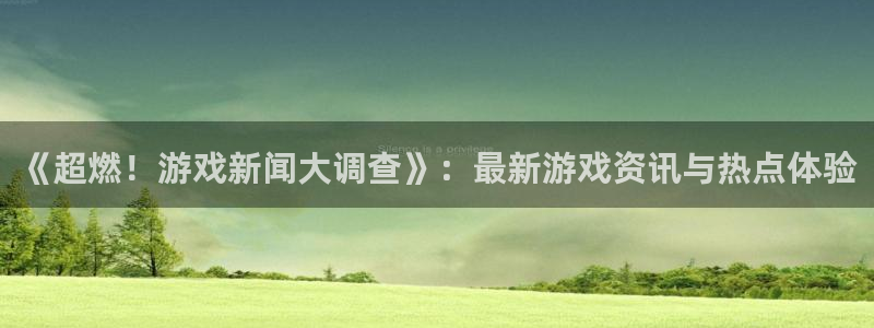天美娱乐注册平台：《超燃！游戏新闻大调查》：最新游戏资讯与热